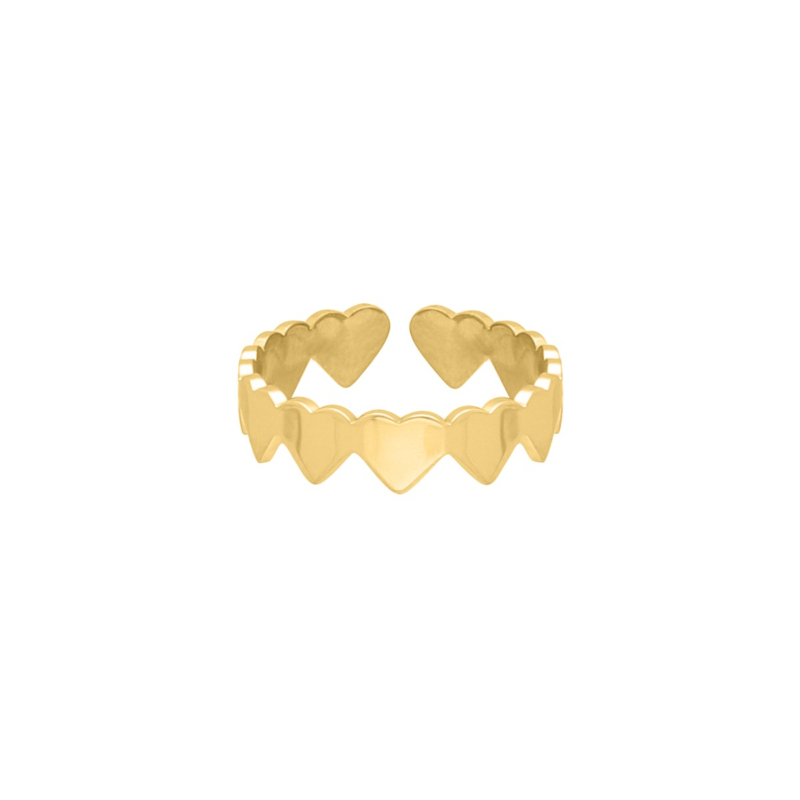 gouden verstelbare ring met hartjes