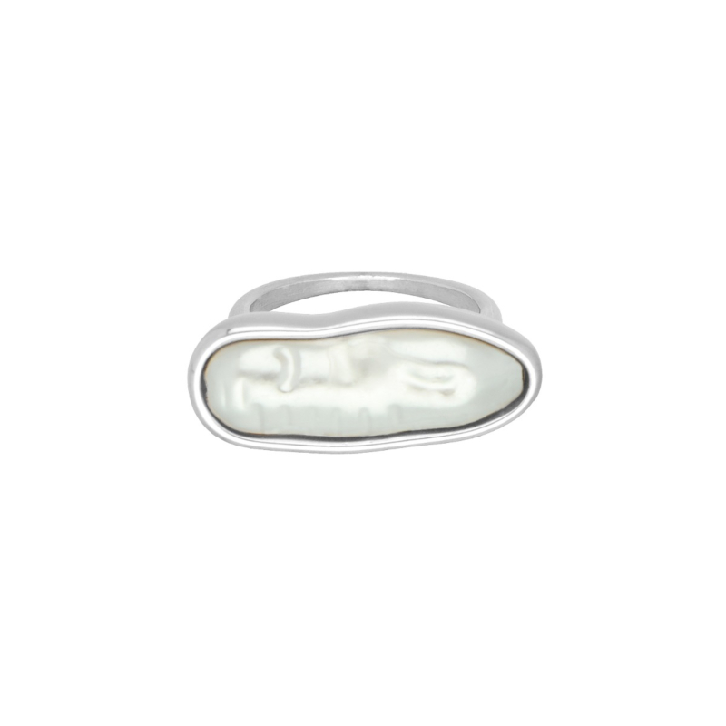 Organic parel ring zilver