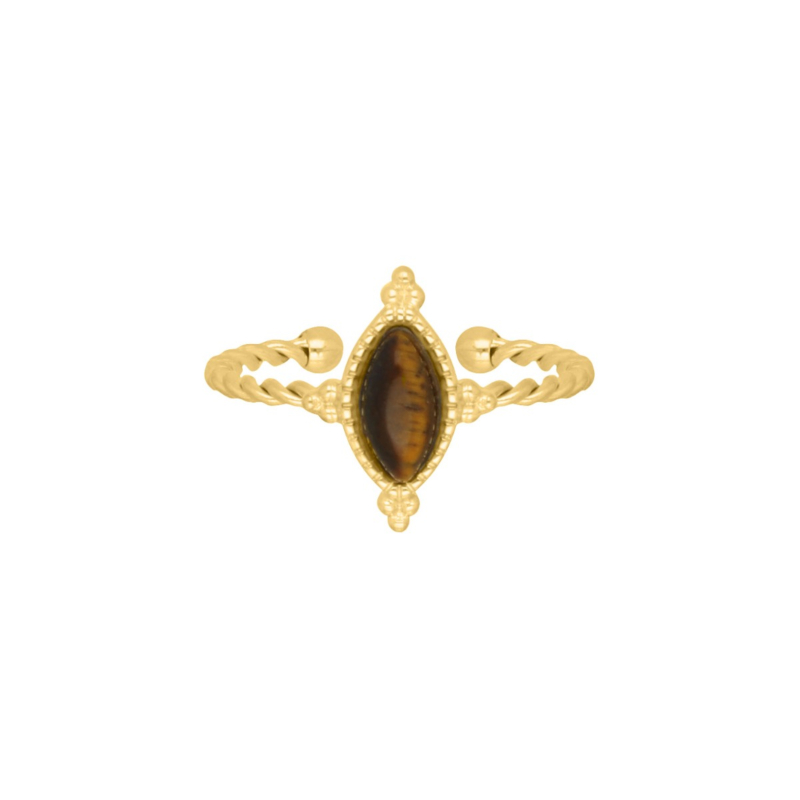 Gouden ring bruine steen