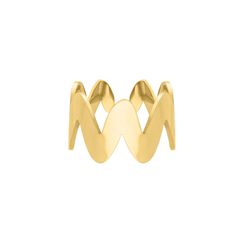 Trending zigzag ring goudkleurig