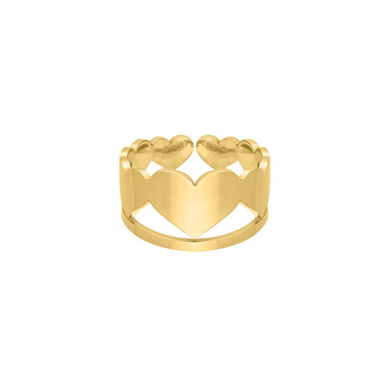 Multi heart ring goudkleurig
