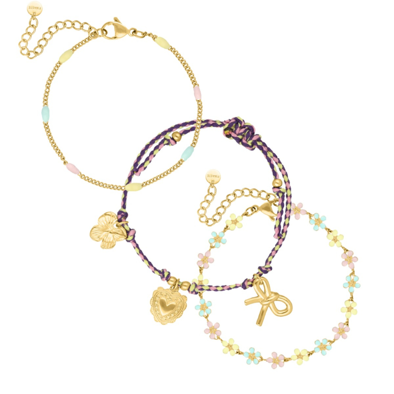 Armbanden set pastel goudkleurig