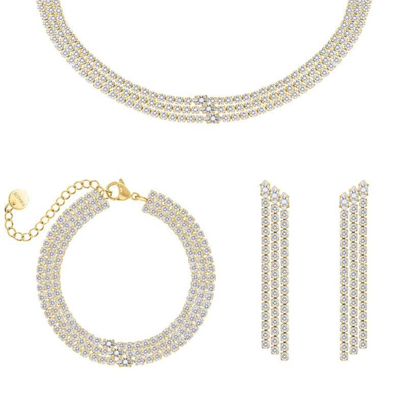 Exclusive party sieraden set goudkleurig