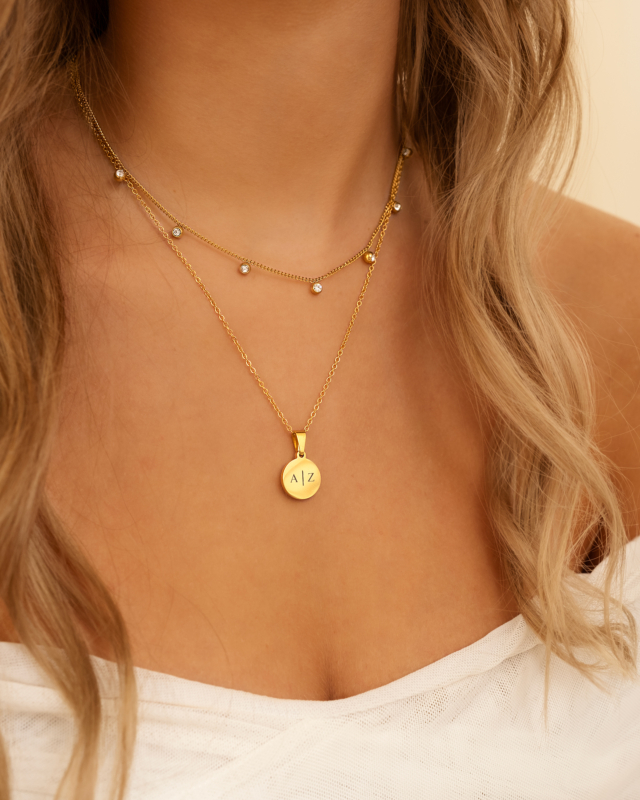 Gouden initial necklace met 2 letters