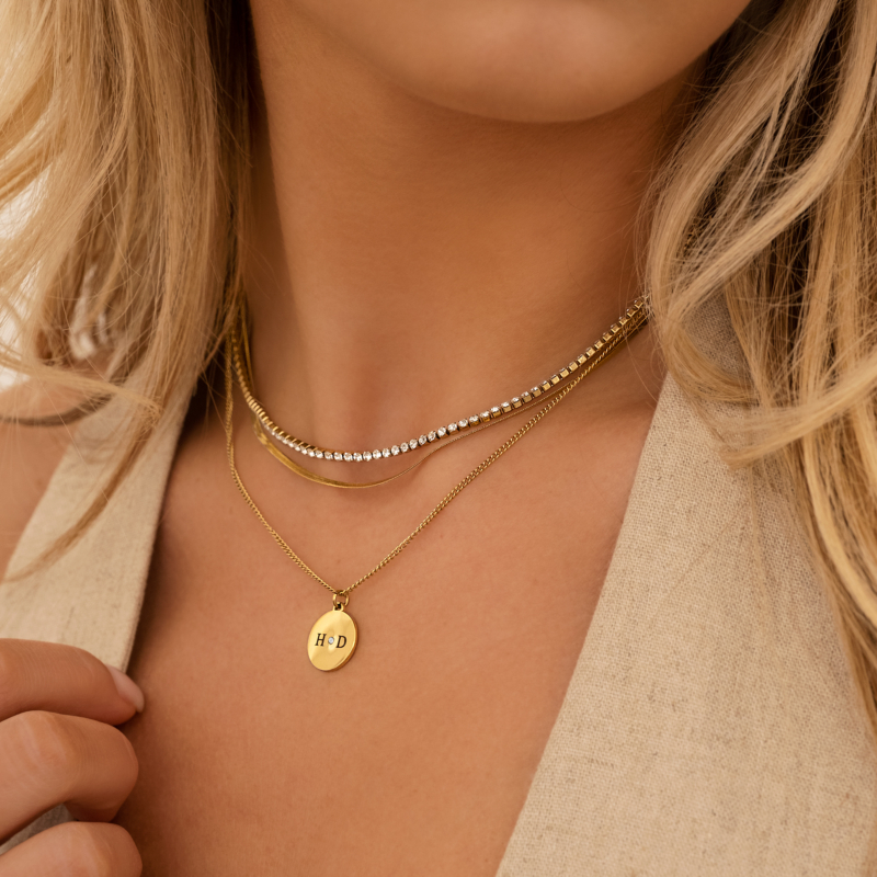 Gouden necklaceparty met snake ketting