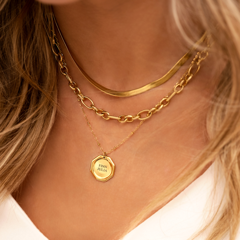 Graveerbare charm ketting goudkleurig