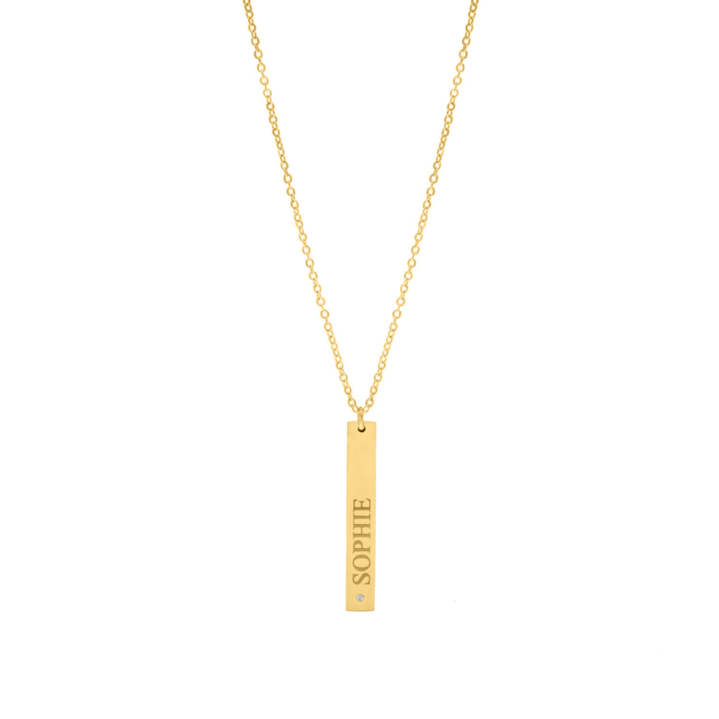 Graveerbare ketting shiny bar goudkleurig