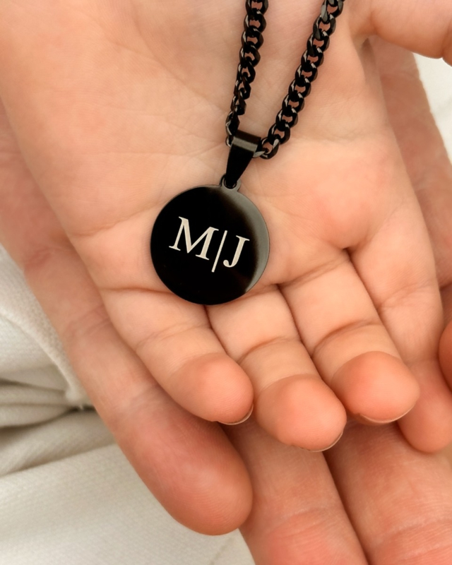 zwarte heren ketting met initialen