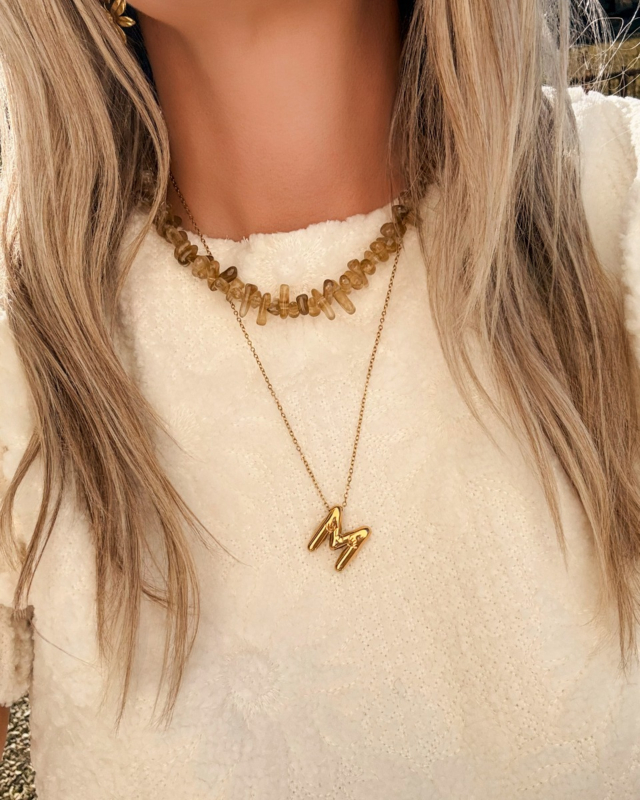 Bubbel ketting letter m goud