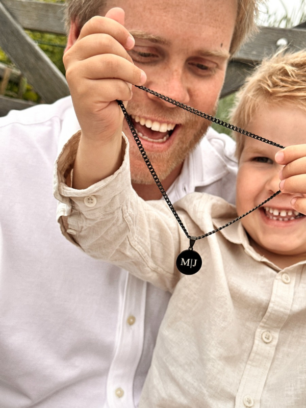 heren ketting vader en zoon met gravering