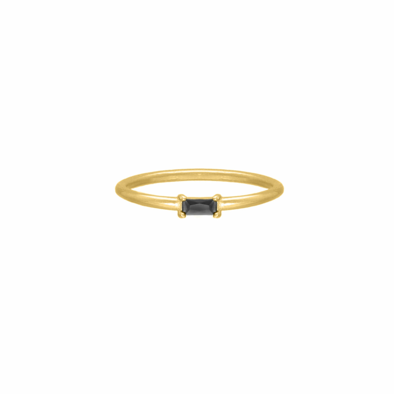 Zwarte jetset ring goudkleurig