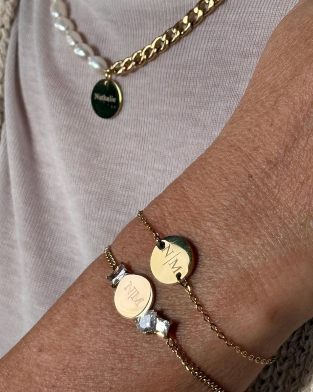 Graveerbare Ketting Chain & Pearl kleur goud