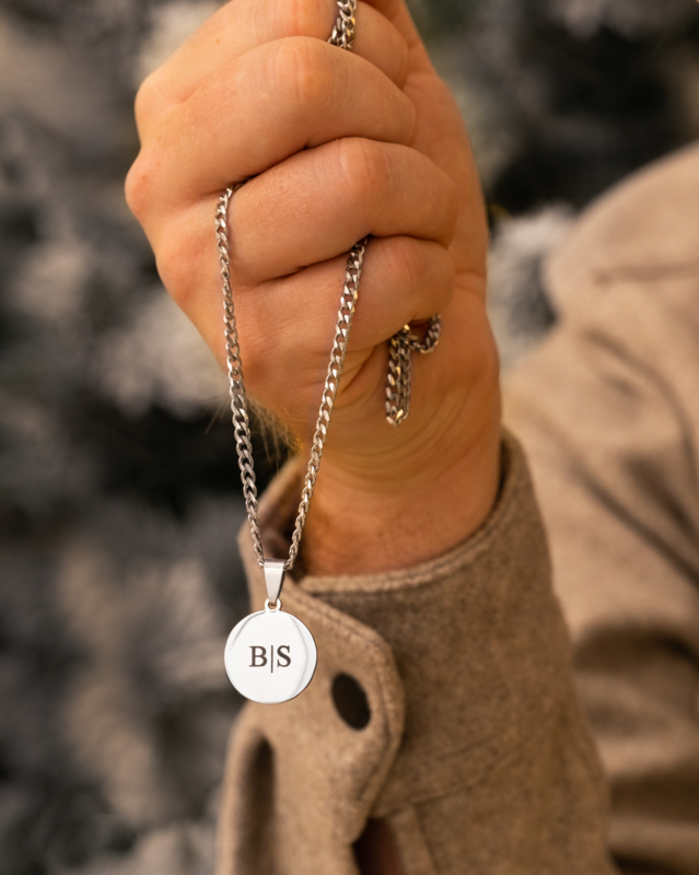 Zilveren heren ketting met gravering