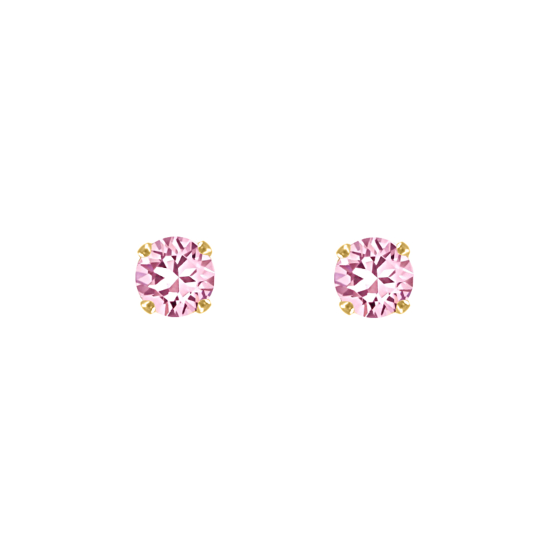 Oorknopjes pink stone goudkleurig