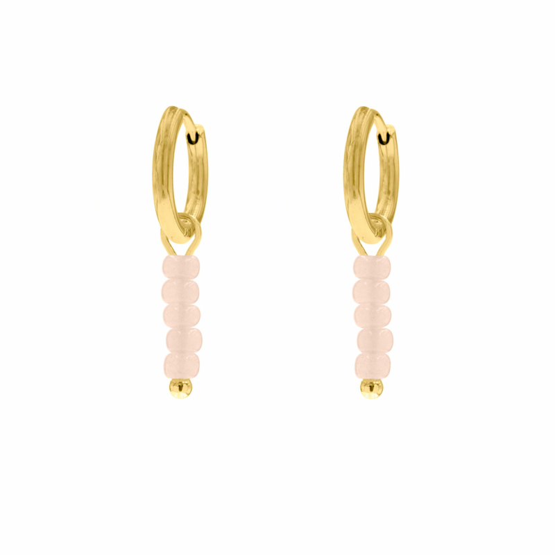 Oorringetjes roze steentjes goud