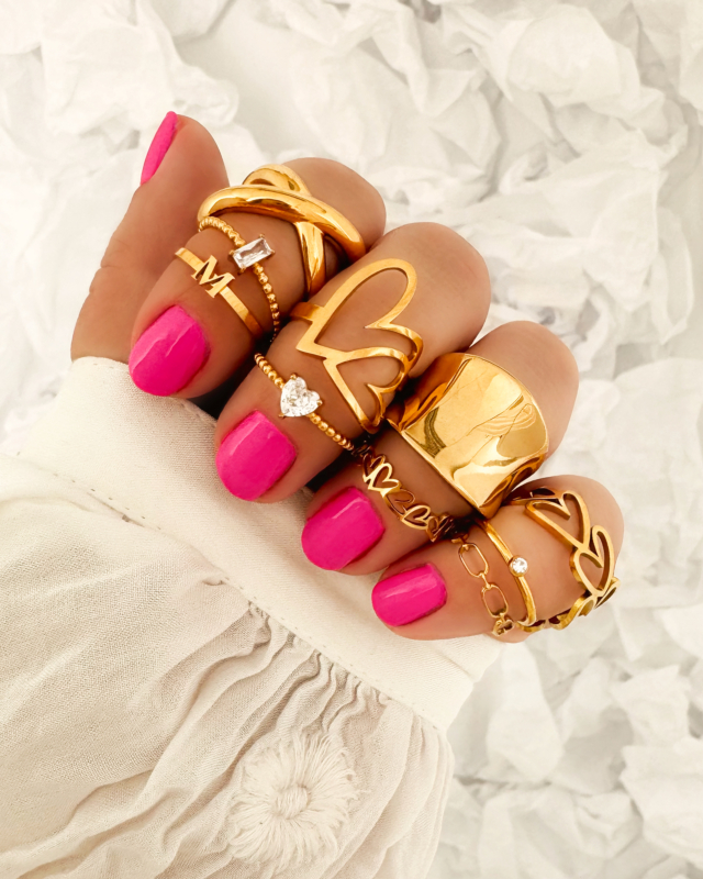 Influencer ring heart goudkleurig