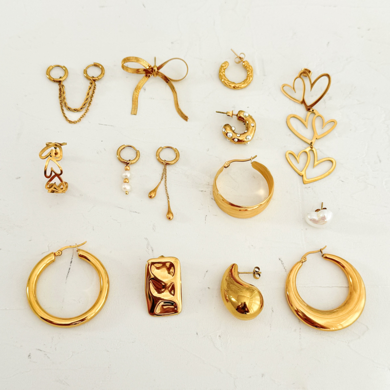Statement hoops striped goudkleurig