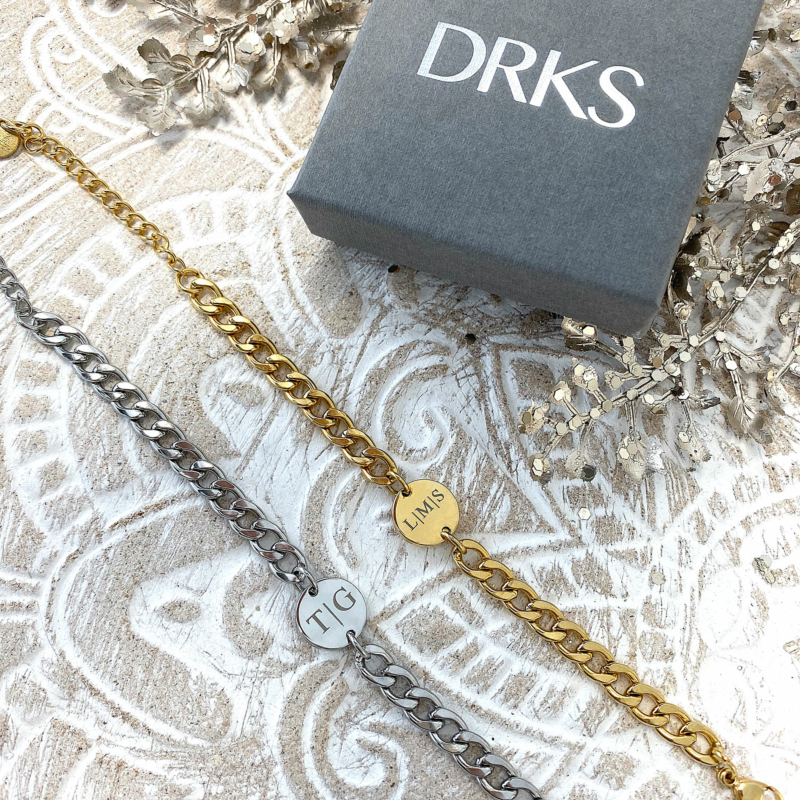 zilveren en gouden schakelarmband voor heren