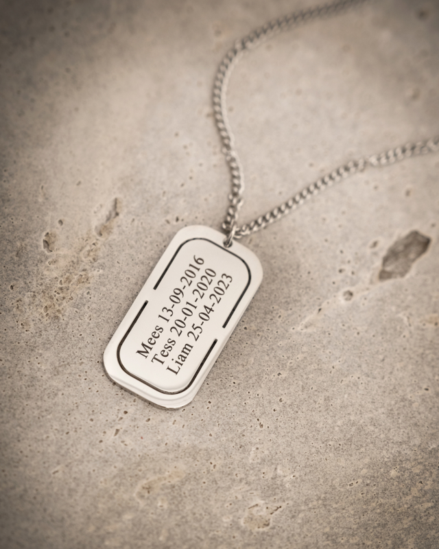 Graveerbare tag ketting heren