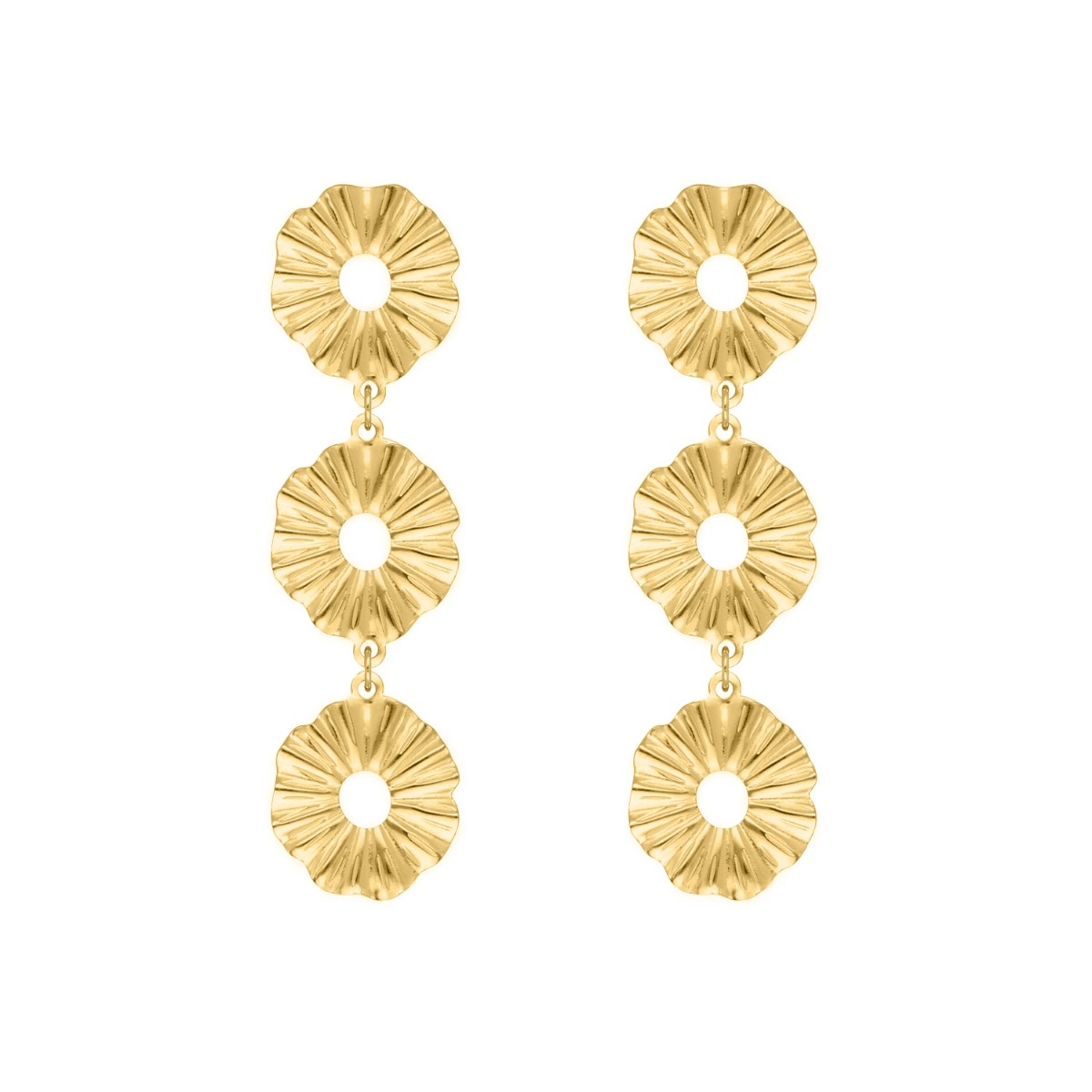 Lange bloem oorbellen goudkleurig