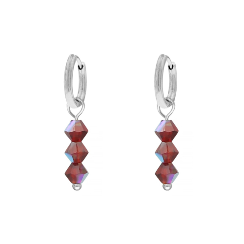 Oorbellen drie steentjes rood