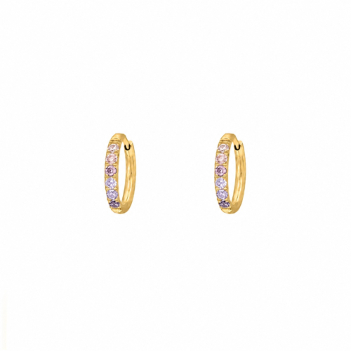 Shiny oorringetjes 10 mm paars roze goudkleurig