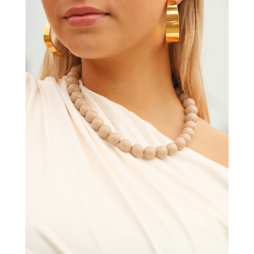 Ketting candy kralen beige goudkleurig