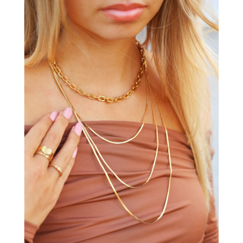 Snake ketting triple goudkleurig