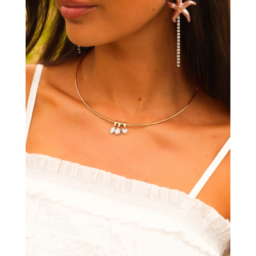 Choker ketting met steentjes goudkleurig