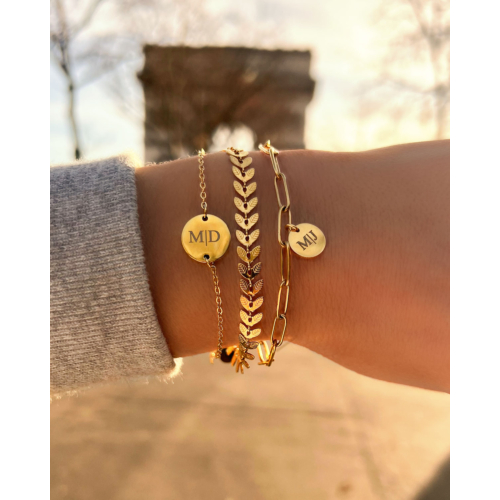 Gepersonaliseerde Armband Twee Initialen Goud Kleurig