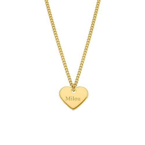 Hartjes ketting met naam kleur goud