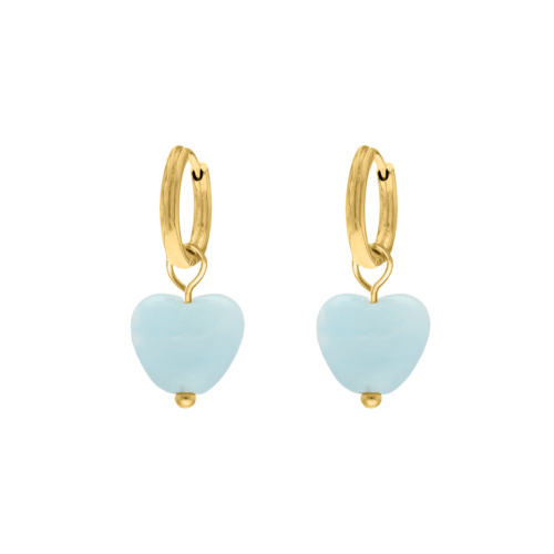 Oorbellen blauw hartje goudkleurig