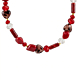 Rode kralen ketting met parels goudkleurig