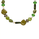 Groene kralen ketting met parels goudkleurig