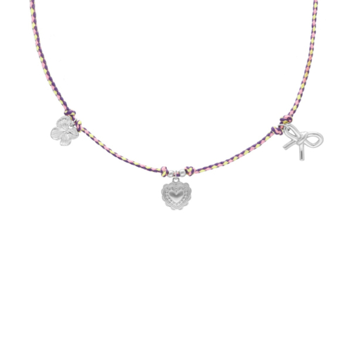 Paarse touw ketting met bedels