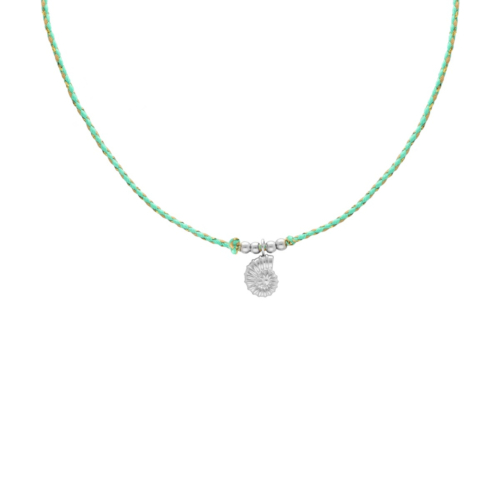 Groene touw ketting met schelp bedel