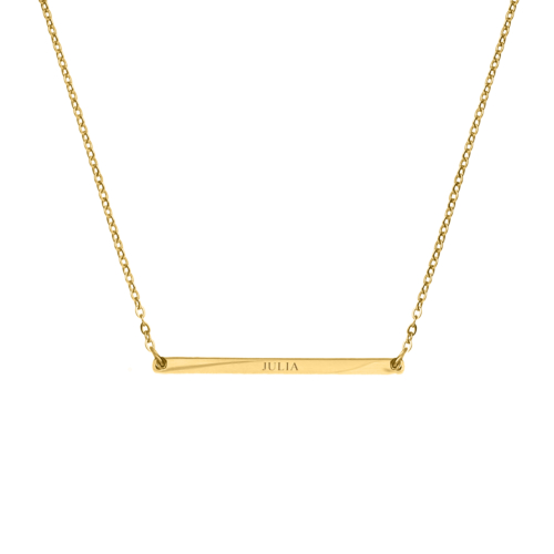 Graveerbare bar ketting minimalistisch in de kleur goud
