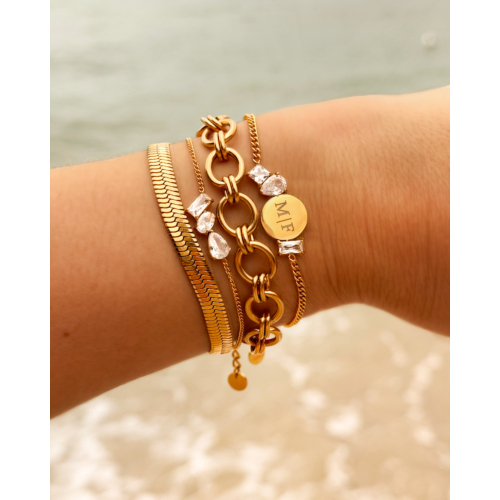 Statement bracelet round chains goldplated