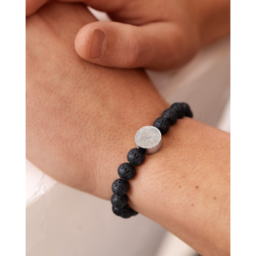 Kralen mannen armband met vingerafdruk