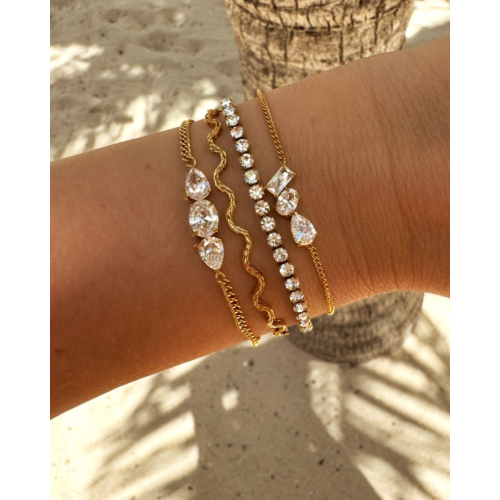 Triple gem bracelet goldplated