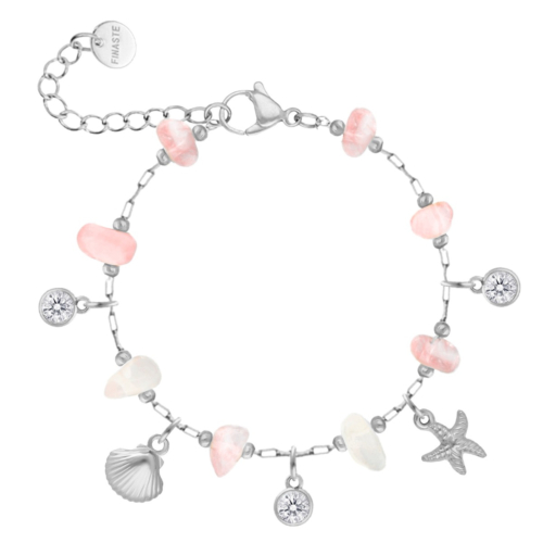 Bedelarmband roze steentjes & zomer bedels