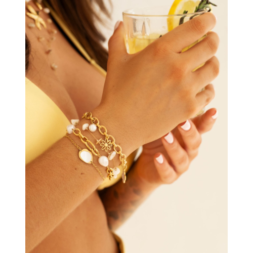 Armband beige steentjes goudkleurig