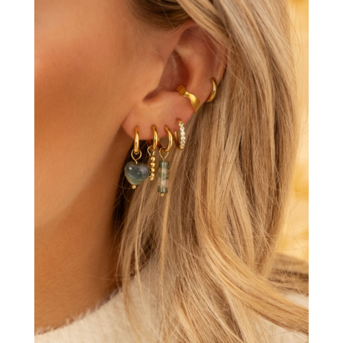 Oorbellen groene beads goudkleurig