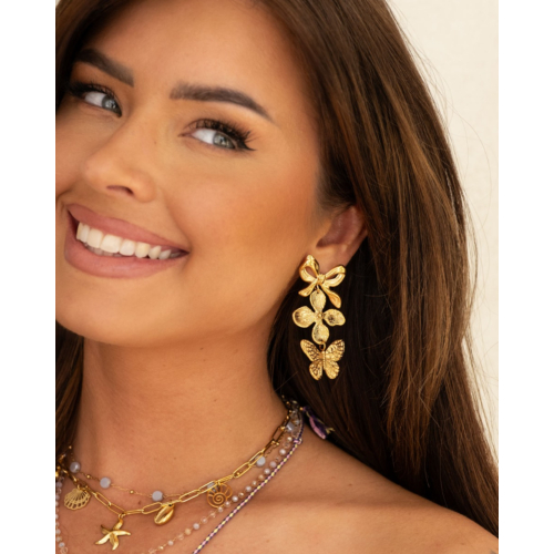 Triple charm earrings goldplated