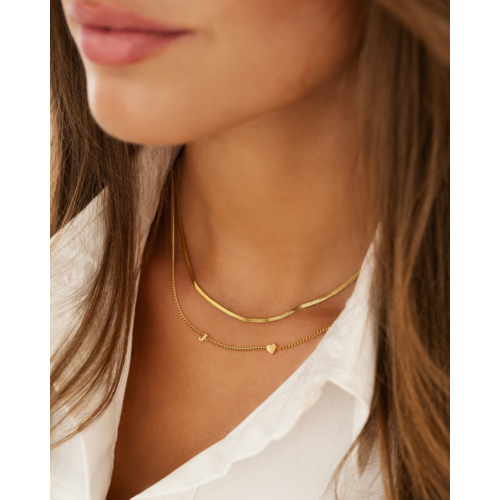 Mini initial ketting met hartje goudkleurig