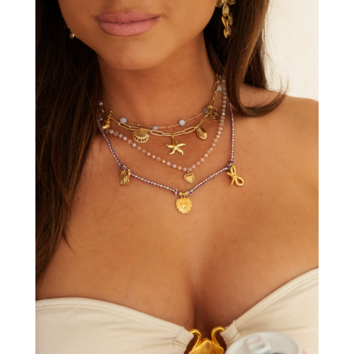 Kralenketting lila goudkleurig