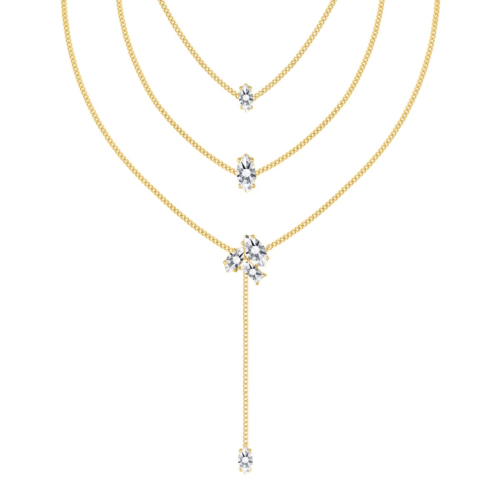 Driedubbele ketting met steentjes goudkleurig