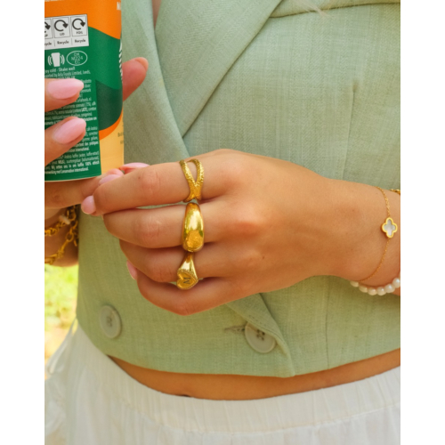 Chunky zegelring goud kleurig
