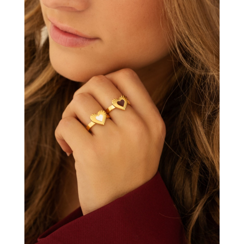 Ring met hartje wit goudkleurig