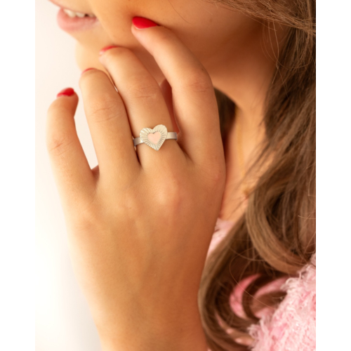Ring met hartje roze
